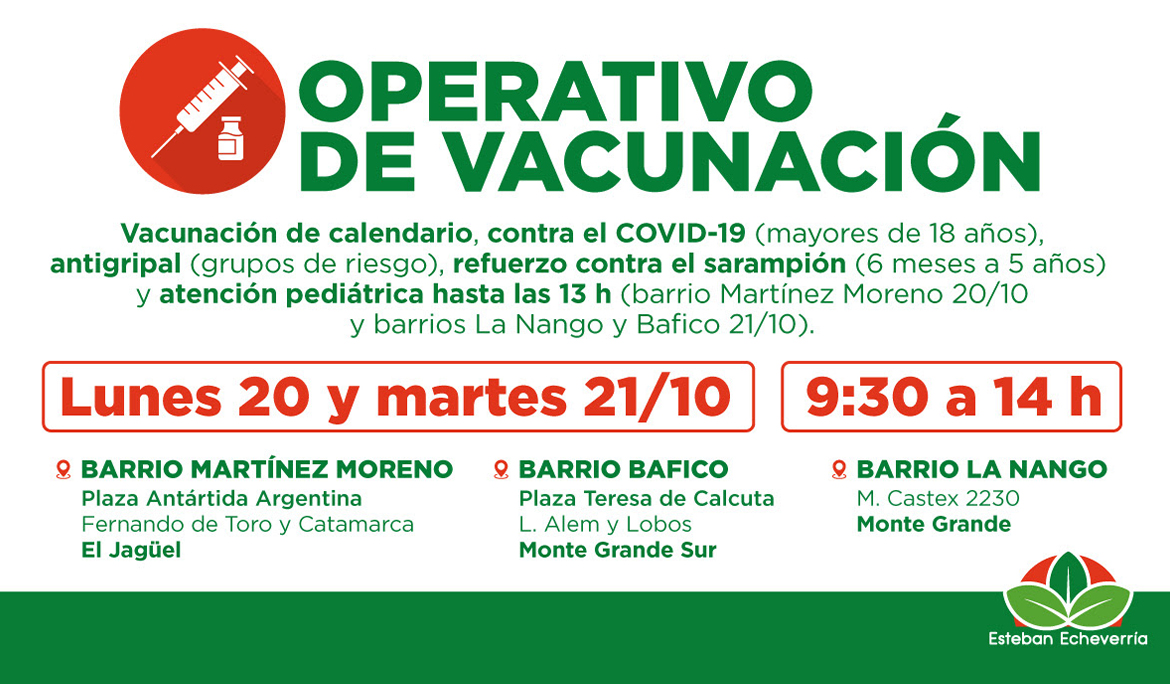 NUEVOS OPERATIVOS TERRITORIALES DE VACUNACIÓN GRATUITA EN EL DISTRITO