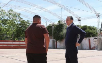 FERNANDO GRAY SUPERVISÓ EL AVANCE DE LA OBRA DE CONSTRUCCIÓN DEL TECHO PARABÓLICO EN EL CLUB SANTA CATALINA
