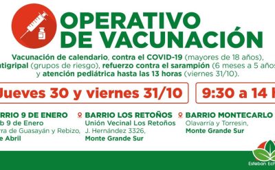 NUEVOS OPERATIVOS GRATUITOS DE VACUNACIÓN EN ESTEBAN ECHEVERRÍA