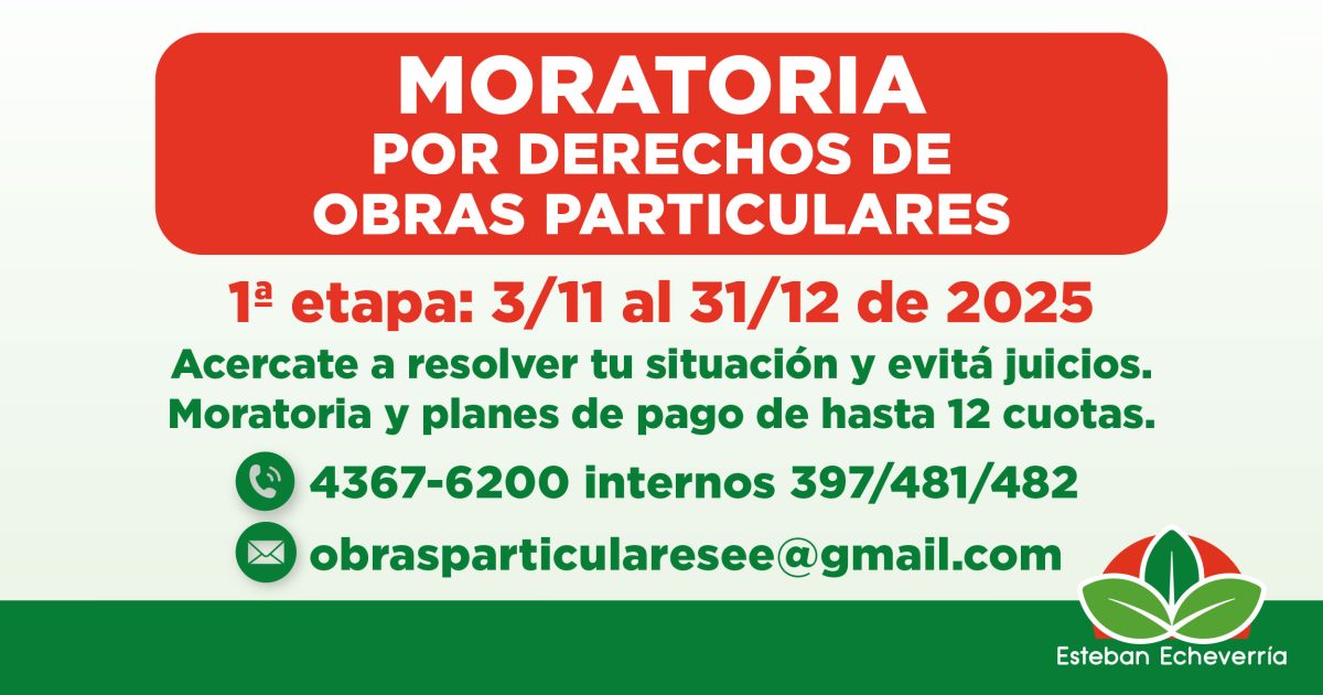 COMIENZA LA MORATORIA POR DERECHOS DE OBRAS PARTICULARES