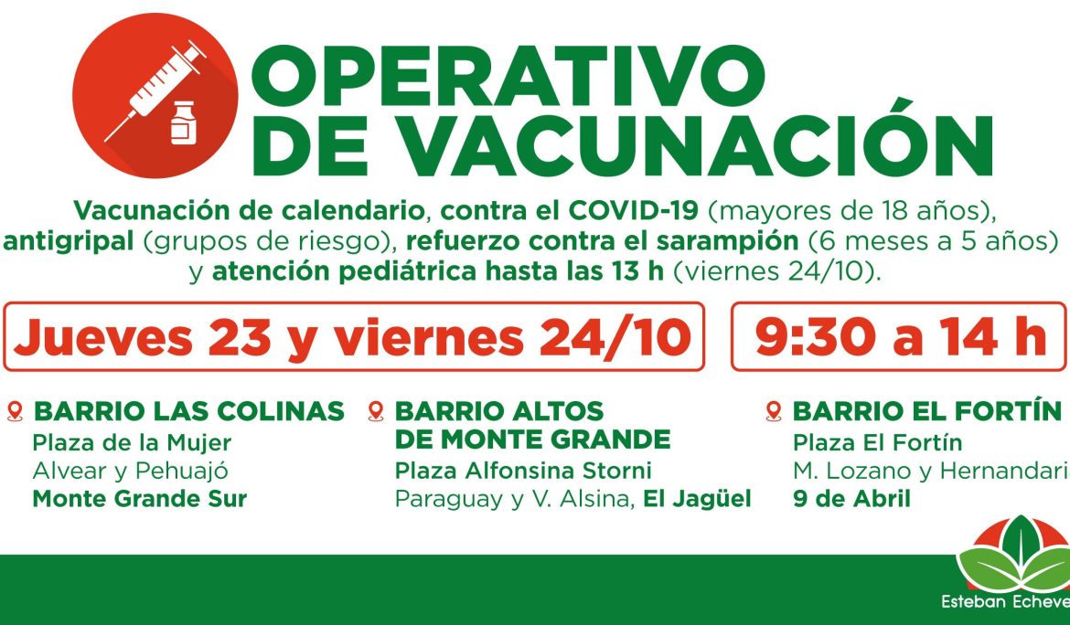 NUEVOS OPERATIVOS GRATUITOS DE VACUNACIÓN EN ESTEBAN ECHEVERRÍA