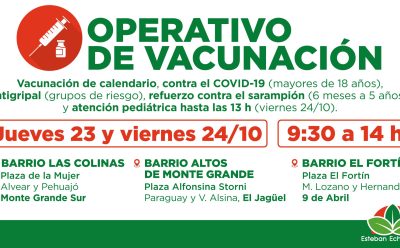 NUEVOS OPERATIVOS GRATUITOS DE VACUNACIÓN EN ESTEBAN ECHEVERRÍA