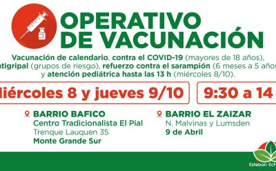 NUEVOS OPERATIVOS GRATUITOS DE VACUNACIÓN EN ESTEBAN ECHEVERRÍA