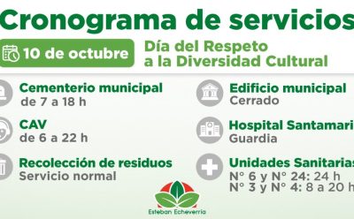 CRONOGRAMA DE SERVICIOS MUNICIPALES DURANTE EL PRÓXIMO FERIADO