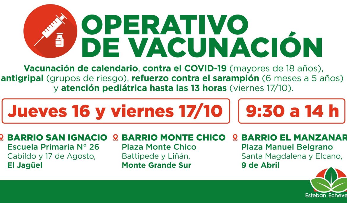 NUEVOS OPERATIVOS GRATUITOS DE VACUNACIÓN EN ESTEBAN ECHEVERRÍA