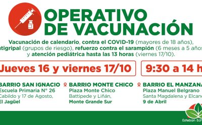 NUEVOS OPERATIVOS GRATUITOS DE VACUNACIÓN EN ESTEBAN ECHEVERRÍA