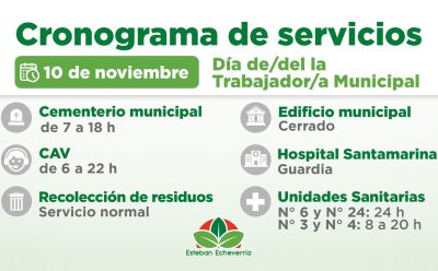 CRONOGRAMA DE SERVICIOS MUNICIPALES DURANTE EL ASUETO ADMINISTRATIVO DEL PRÓXIMO LUNES