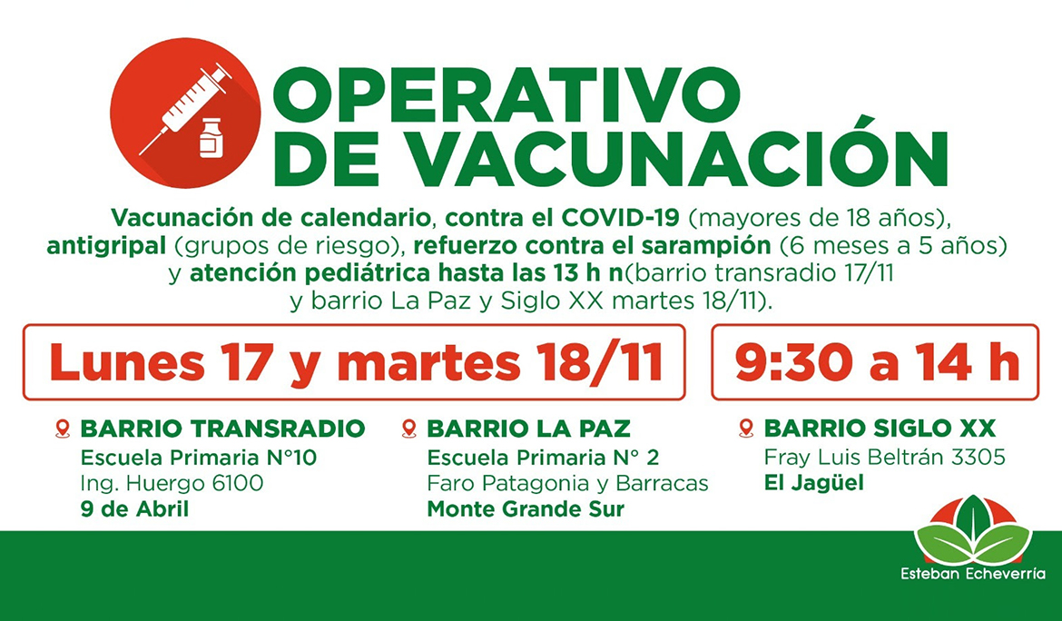 NUEVOS OPERATIVOS TERRITORIALES DE VACUNACIÓN GRATUITA EN EL DISTRITO