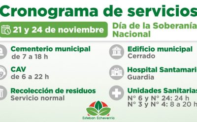 CRONOGRAMA DE SERVICIOS DURANTE LOS PRÓXIMOS FERIADOS