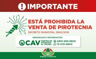PROHIBICIÓN DE VENTA DE PIROTECNIA EN ESTEBAN ECHEVERRÍA
