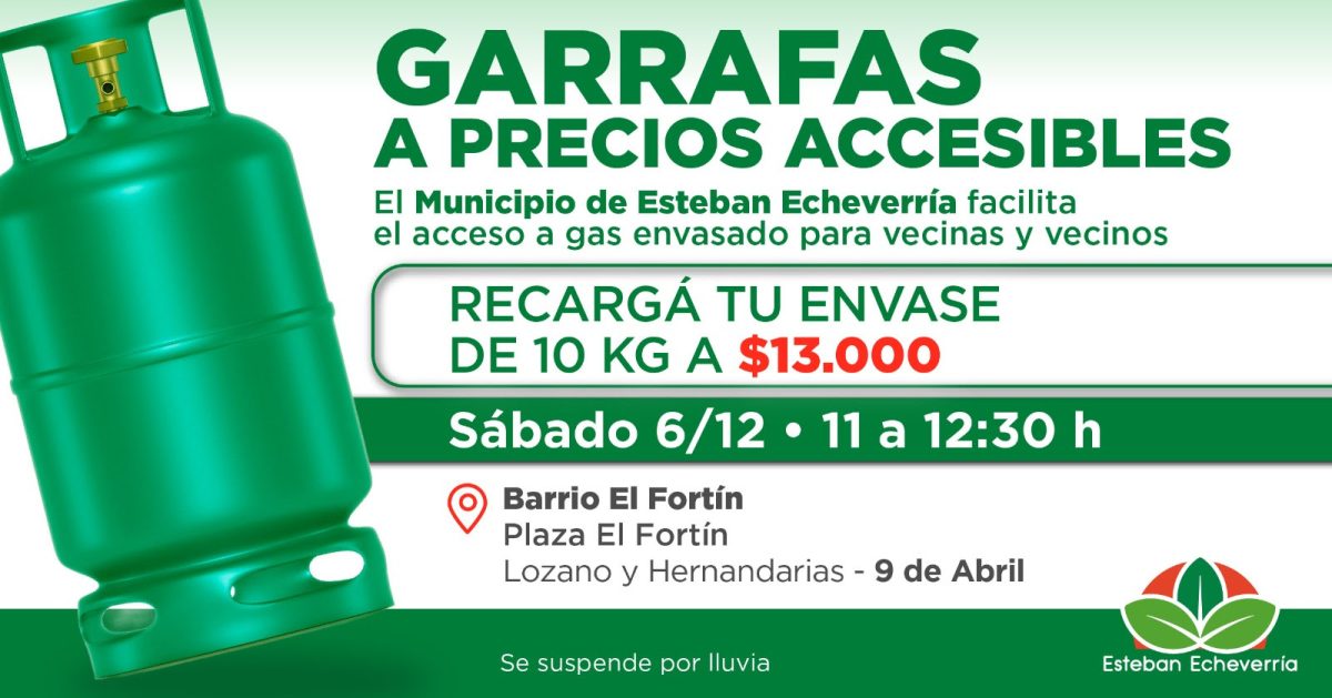 OPERATIVO DE RECARGA DE GARRAFAS A PRECIO ACCESIBLE EN 9 DE ABRIL
