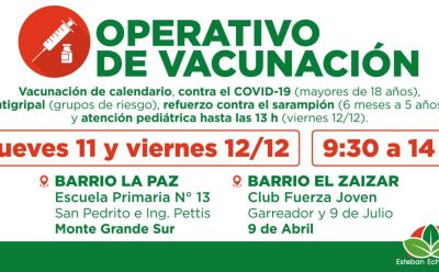 NUEVOS OPERATIVOS GRATUITOS DE VACUNACIÓN EN ESTEBAN ECHEVERRÍA