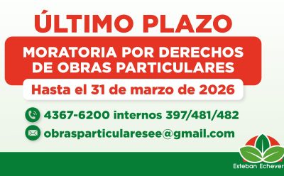 ÚLTIMOS DÍAS PARA ACCEDER A LA MORATORIA POR DERECHOS DE OBRAS PARTICULARES
