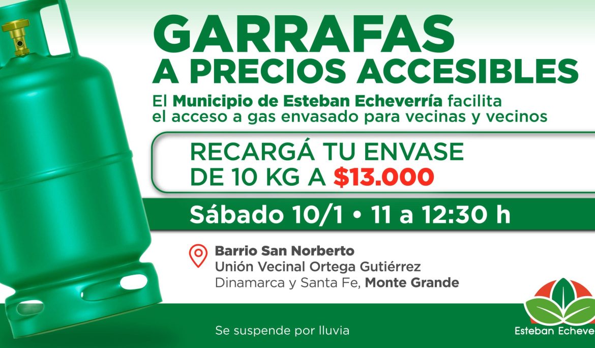 NUEVO OPERATIVO DE RECARGA DE GARRAFAS A PRECIO ACCESIBLE EN MONTE GRANDE