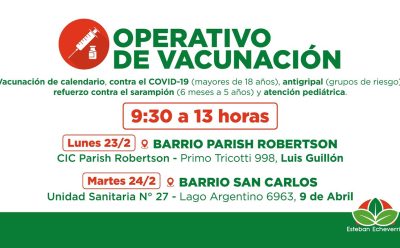 NUEVOS OPERATIVOS TERRITORIALES DE VACUNACIÓN GRATUITA EN EL DISTRITO