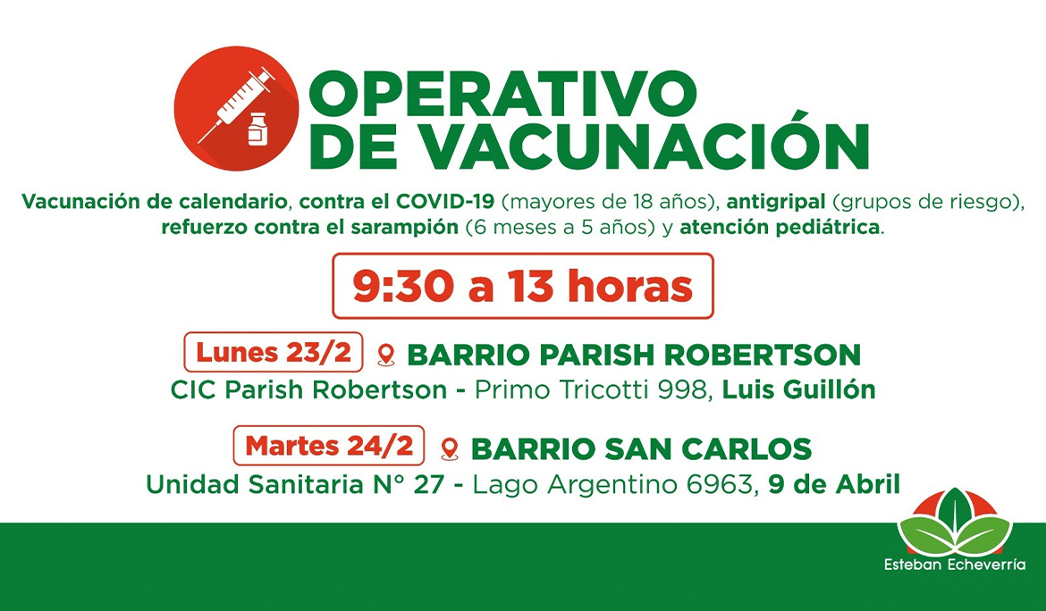 NUEVOS OPERATIVOS TERRITORIALES DE VACUNACIÓN GRATUITA EN EL DISTRITO
