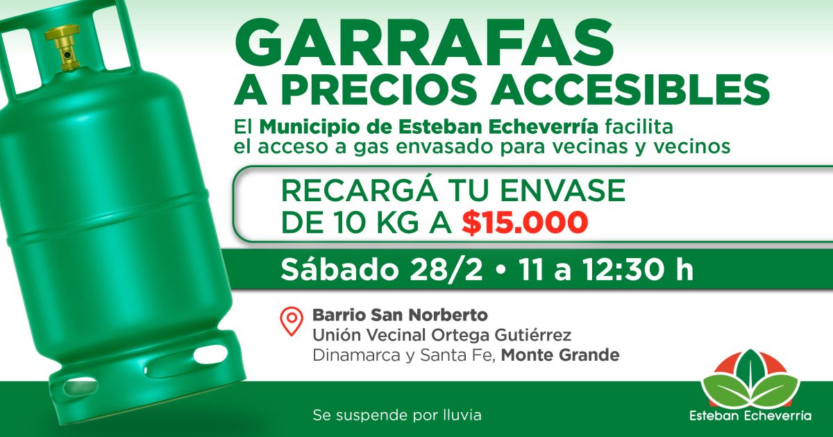 OPERATIVO DE RECARGA DE GARRAFAS A PRECIO ACCESIBLE EN MONTE GRANDE