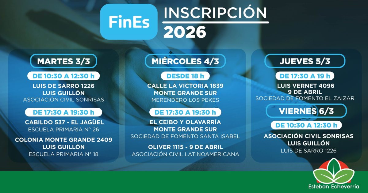 CONTINÚA LA INSCRIPCIÓN PARA EL PLAN FINES 2026
