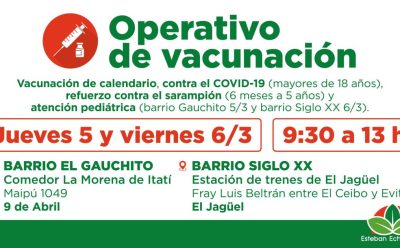 NUEVOS OPERATIVOS TERRITORIALES DE VACUNACIÓN GRATUITA EN EL DISTRITO