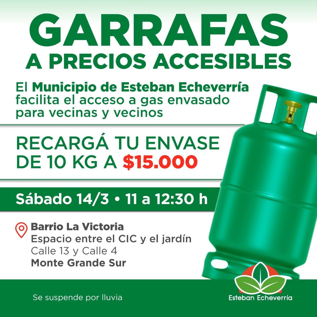MONTE GRANDE SUR: NUEVO OPERATIVO DE RECARGA DE GARRAFAS A PRECIO ACCESIBLE
