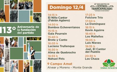 CONTINÚAN LAS ACTIVIDADES Y LOS ESPECTÁCULOS POR EL 113° ANIVERSARIO DE ESTEBAN ECHEVERRÍA