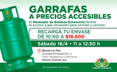 OPERATIVO DE RECARGA DE GARRAFAS EN EL BARRIO LA PAZ DE MONTE GRANDE SUR