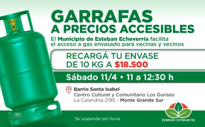 MONTE GRANDE SUR: NUEVO OPERATIVO DE RECARGA DE GARRAFAS A PRECIO ACCESIBLE