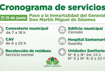 CRONOGRAMA DE SERVICIOS DURANTE EL PRÓXIMO FERIADO