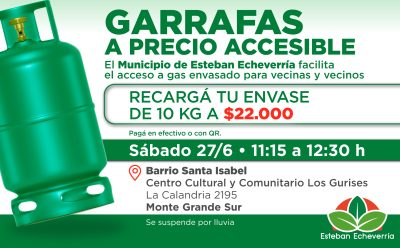 NUEVO OPERATIVO DE RECARGA DE GARRAFAS A PRECIO ACCESIBLE EN MONTE GRANDE SUR