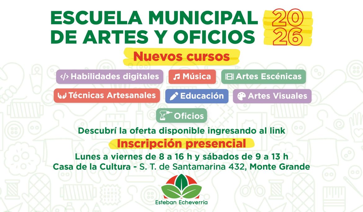 CURSOS GRATUITOS CON VACANTES EN LA ESCUELA MUNICIPAL DE ARTES Y OFICIOS