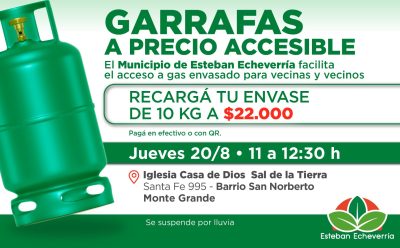 MONTE GRANDE: NUEVO OPERATIVO DE RECARGA DE GARRAFAS A PRECIO ACCESIBLE