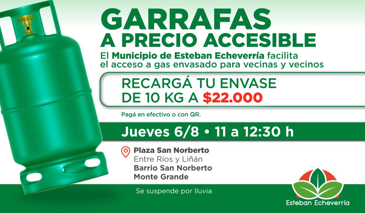 NUEVO OPERATIVO DE RECARGA DE GARRAFAS A PRECIO ACCESIBLE EN MONTE GRANDE