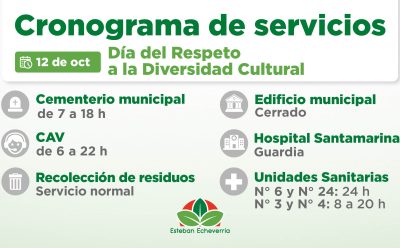 CRONOGRAMA DE SERVICIOS DURANTE EL PRÓXIMO FERIADO