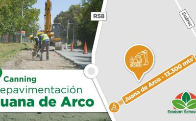 CANNING: AVANZA LA OBRA DE REPAVIMENTACIÓN DE LA CALLE JUANA DE ARCO