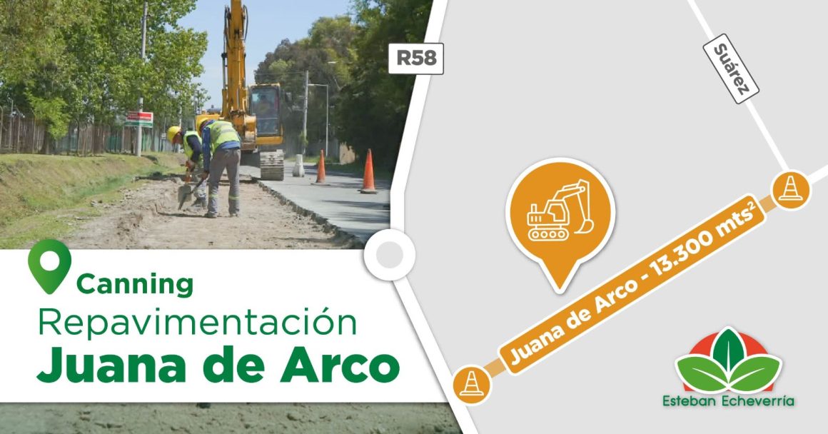 CANNING: AVANZA LA OBRA DE REPAVIMENTACIÓN DE LA CALLE JUANA DE ARCO